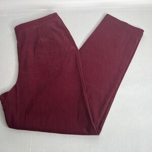 Norm Thompson Microfiber Faux Suede Burgundy Dress Pants 12 Elastic Waist Flat